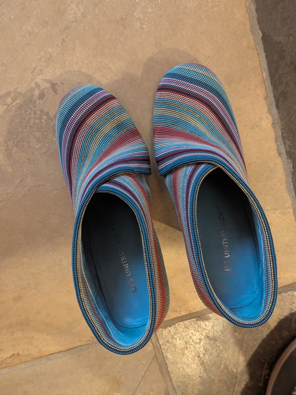 United Nude Metallic Rose/Turquoise Slip-On Bootie, Size 38